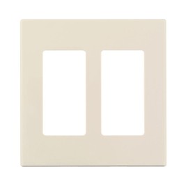 Leviton 80309-ST Decora Plus&trade Decora® 2 Gang Standard-Size Screwless GFCI Decorator Wallplate Snap-On Mount, Polycarbonate, Light Almond,