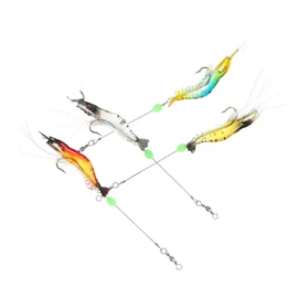 Kisangel 4pcs Shrimp Baits Realistic Soft Fishing Lures Hooks for Freshwater and Fishing for Bass and Compact and Portable Tackle