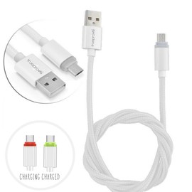 TrueProve Nook Color Compatible Smart Charging LED Sync Data Cable & Pouch (Bundle) Lights While Charging (Cable Will not Display Charging on Your Tablet Screen) (White, 10 FEET)
