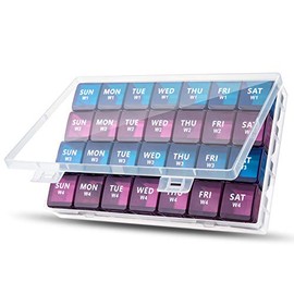 Mossime Large Monthly Pill Box Organiser 4 Week, Big Pill Organiser with Dust-Proof Case, Big Tablet Box for Family, Daily Dosette Box Medication Organiser, Vitamin Meds Supplement Container