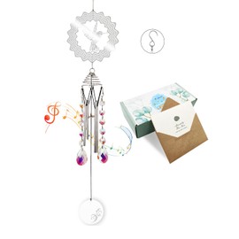Hourwof Memorial - Campanilla de viento para exteriores, campanilla de viento decorativa con hilador de viento para jardín, patio, campanilla de viento de vidrio, regalo de inauguración de la casa, colibrí