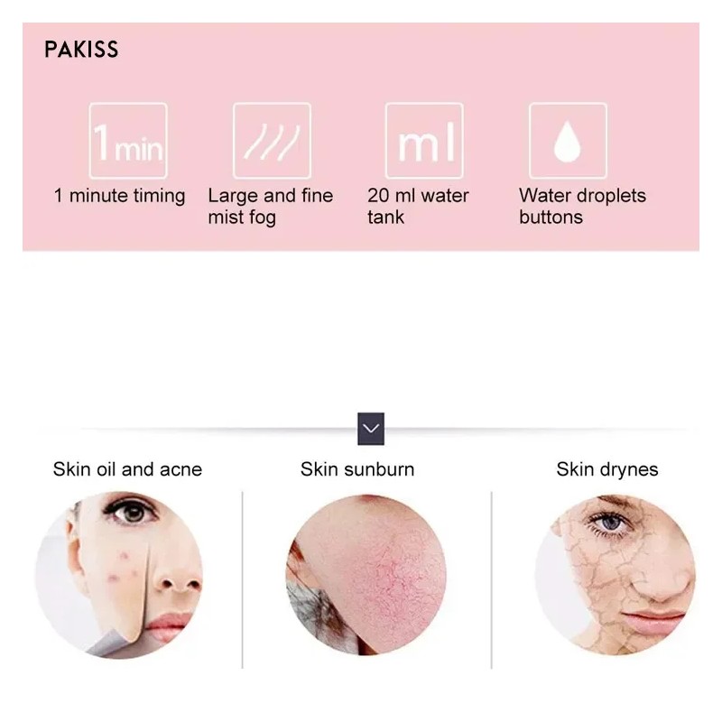 PAKISS Water Light Handheld Nano Spray Facial Oxygen Injection Instrument