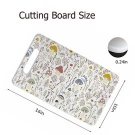 Bcumuq Wild Plants Cutting Board with Handles Fungus Mushroom Leaves Flower Cutting Boards Plastic Safe Chopping Board for Kitchen 16" x 10" x 0.24"