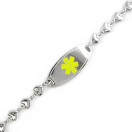 My Identity Doctor - Pre-Engraved & Customizable Juvenile Arthritis ID, Medical Alert Bracelet, 6mm Heart Chain (Yellow)