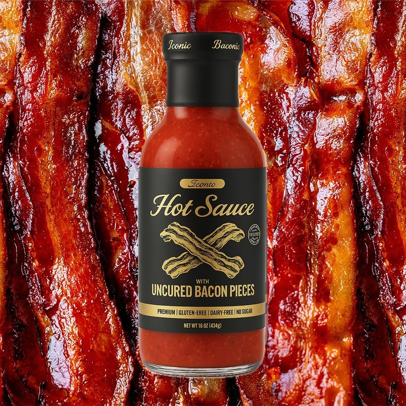 Baconic Hot Sauce with Real Bacon Bits – Zero Sugar,