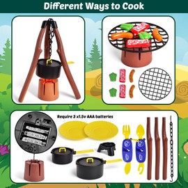 FUN LITTLE TOYS Kids Play Tent with Camping Toys, Toddler Tent with Battery Lantern, Kids Pop Up Tent Indoor Outdoor Toys Christmas Birthday Gifts for Boys