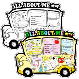 All About Me Student Posters- 40Pcs School Bus Read All About Me Star Students Posters First Day of School Fill in Posters for Kids Kindergarten Elementary School Classroom Back to School Supplies