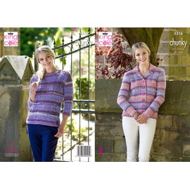 King Cole Ladies Chunky Knitting Pattern Womens Cabled Sweater & Jacket (5316)