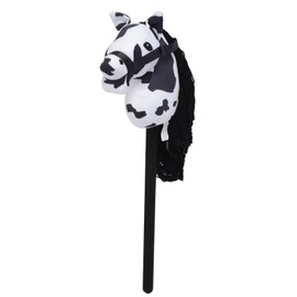 70cm Height Plush Horse Stick Toy Cute Expression 2 Sound Effect Outdoor Stuffed Stick Horse White