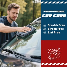 Unbranded 5PCS Car Wash Towel Microfiber Plush Cleaning Drying Cloth Car Care Cloth Gray