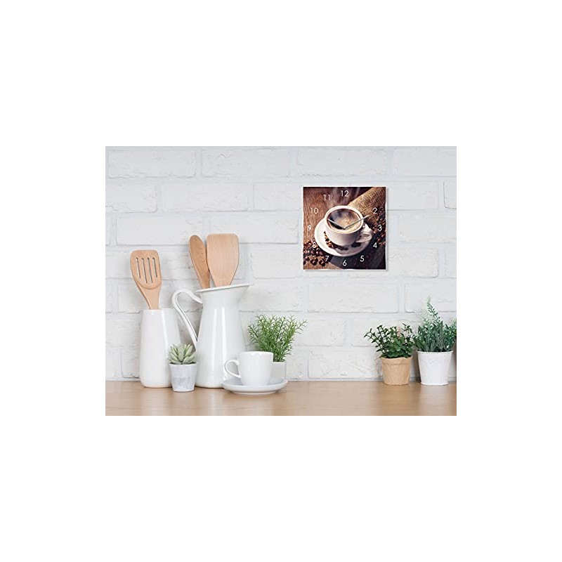 Wall Clock Glass 20 x 20 cm Coffee Clock Glass