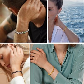 PROSTEEL Women's Birthstone Bracelet 18 Carat Gold-Plated Curb Chain Bracelet with 0.75 Carat Zirconia 18 + 5 cm Link Bracelet Women Fashion Jewellery Accessory for Birthday Christmas, Stainless Steel