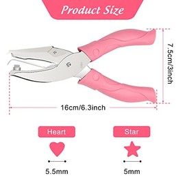 2 perforadores de papel de mano con diseño de corazón y estrella con etiquetas de mango suave para ropa, boletos de bricolaje, etiquetas de manualidad