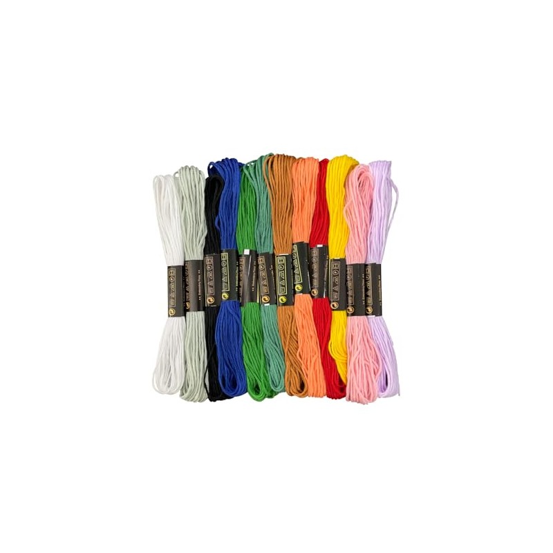 Embroidery Floss 12 Rainbow Color Skeins, Friendship Bracelet String Cross