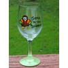 2 Green Gobble Til You Wobble Turkey Wine Glasses