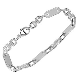 NKlaus Calla 12878 Men's Curb Bracelet 925 Sterling Silver 19 cm, Sterling Silver