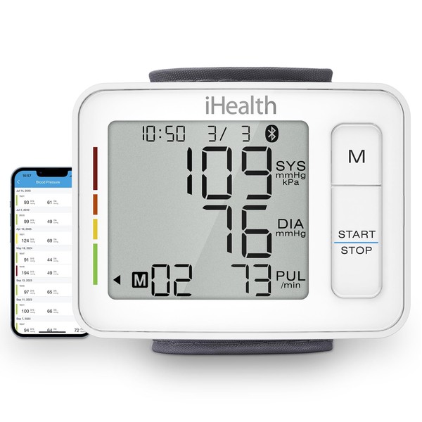 iHealth Push Wrist Blood Pressure Monitor, Digital Bluetooth Blood Pressure