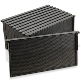 Honey Keeper 9" Black Plastic Beeswax Coated Bee Frame and Foundation Body, 10 Pack