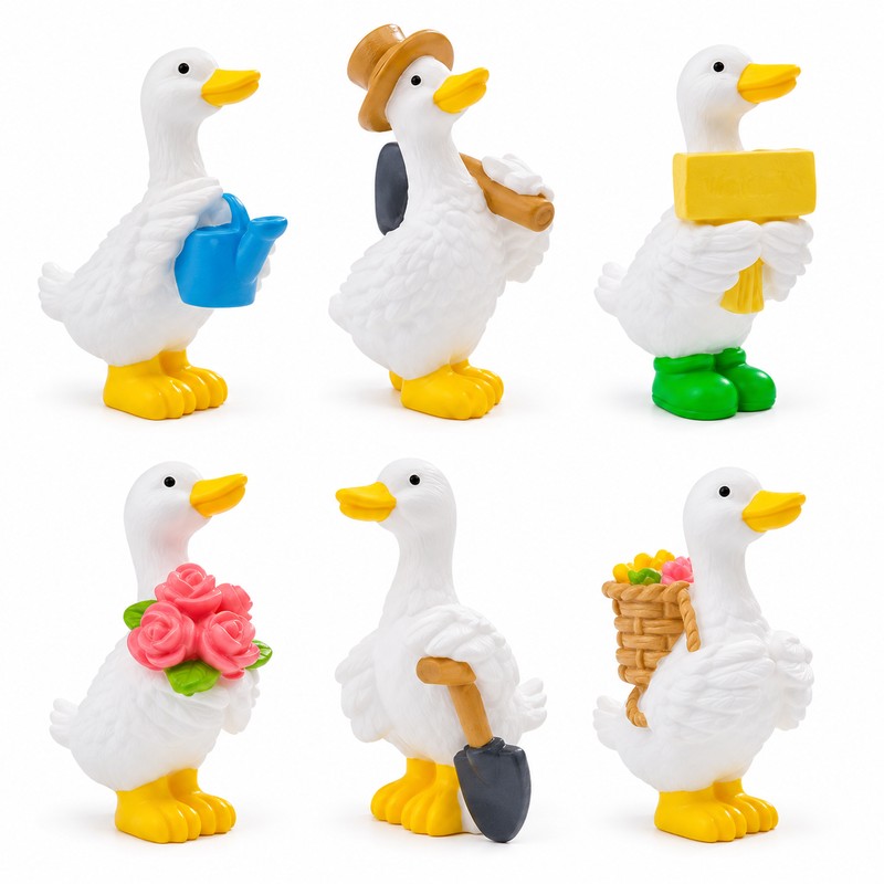 Mini Resin Duck Figurines for Home Decor – Cute 6-Piece