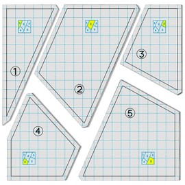 Quilting Rulers 5Pcs Set - Acrylic Creative Quilt Template for Cutting Patterns, Perfect Quilting Supplies for Sewing Machine(1-5)