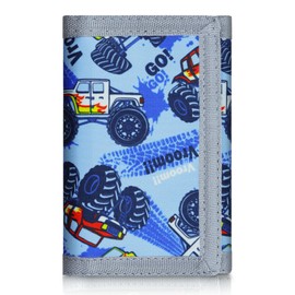 Leehoom Kids Wallet for Boys Girls, Trifold RFID Wallet with Key Chain and Zipper Pocket for Kids 4-18 Novelty Birthday Gifts, Coin Pouch Purse for Children Teens Outdoor Sports-Car Blue