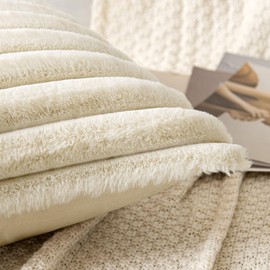 EMEMA Cushion Cover Plush Cushion Covers Velvet Faux Fur Soft 40 x 40 cm Modern Sofa Cushion Decorative Cushion Smooth Zip Washable Decorative Cushion Cover for Living Room Bedroom Sofa Set of 2 Grey