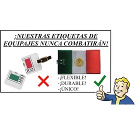 Etiquetas de equipaje, bandera de México, bordado, paquete de 2, ¡NUNCA ROMPE!