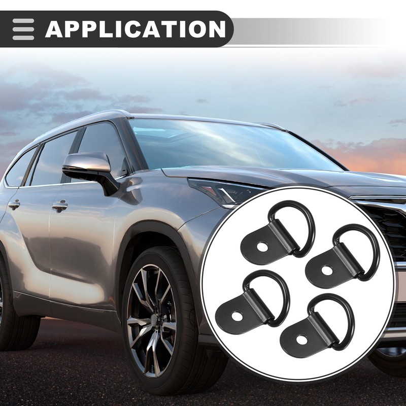 Motoforti Universal D Rings Tie Down Anchor, Steel, Black, 4