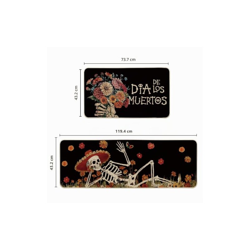 Artoid Mode Tapetes de Cocina Día de Muertos Juego de