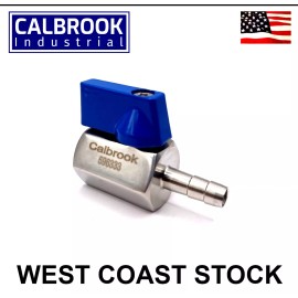 Calbrook Industrial 1/4" FNPT x 1/4" Hose Barb Mini Ball Valve 304 Stainless Steel NPT 1000 PSI