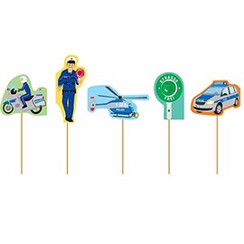 Police Muffin Picks Pack of 10 // Muffin Decoration for Police Party