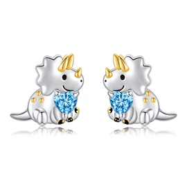 Dinosaur Stud Earrings S925 Sterling Silver Triceratops Dinosaur Earrings Animal Jewelry Gifts for Women Dinosaur Lovers