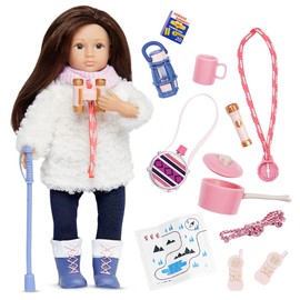 Lori Dolls - Mini Adventure Doll & Hiking Accessories - Winter Clothes & Accessories for 15 cm Dolls - Boots, Flashlight, Map & More - Toys for Kids - Farah’s Hiking Set - 3 Years +