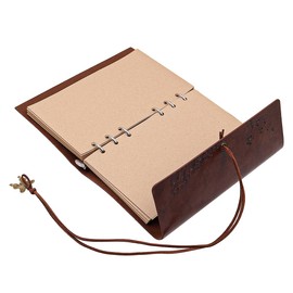 ANCLLO A6 Vintage-Leder-Tagebuch, Spiralbindung, Skizzenbuch, nachfüllbar, Reisetagebuch, blanko, personalisiertes Ringbuch-Tagebuch für Frauen und Mädchen, Geschenke (braun)