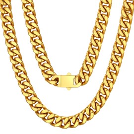 Thick Gold Chain Necklace 18inch Chain Choker Cuban Link Chain Chunky Gold Chain Necklace