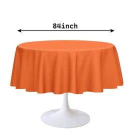 RINDOJIN 3 Pack Orange Round Tablecloth 84 x 84 Inch Circle Plastic Table Cover Disposable Table Cloth for Baby Shower Wedding Birthday Party Picnic Round Orange Tablecloth