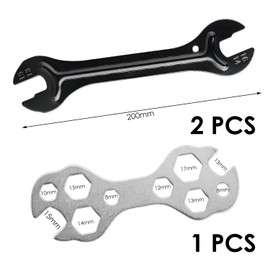 2 pieces conical bicycle keys, 1 piece 8 shaped flower key, bicycle pedal wrench, bicycle key set
