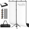 Qoolfoto 5x8ft Black and White 2in1 Revisible Photo Backdrop with