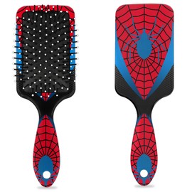 Kids Hair Brush for Boys Girls Toddler - Red Blue Spider Web Detangler Hairbrush for Wet Dry Thin Long Curly Hair Pain-Free Comb Glide Through Tangles with Ease and Massage Scalp