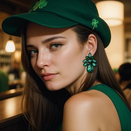 BriLove Clip-On Earrings Elegant Stunning Teardrop Crystal Rhinestone Cluster Statement Earrings for Women Party Prom Emerald Color Black-Tone