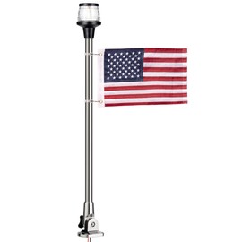 MARINE SYSTEM Made 3-NM LED Fold Down Boat Stern Light All Round 360° Boat Anchor Light for Pontoon and Fishing Boat, 12-24V (25" SSFG)