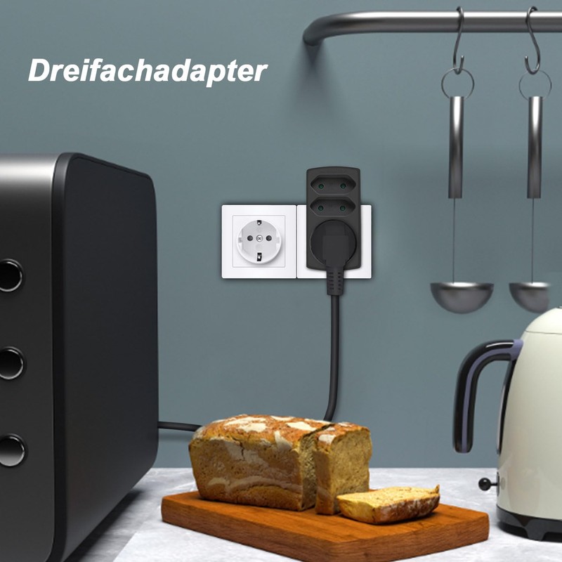 EXTRASTAR Multi-socket 3-way socket adapter, 2 Euro + 1 Schuko