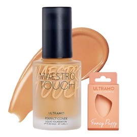 ULTRAMO Base de Maquillaje Matifica y Controla el Brillo Larga Duración Alta Cobertura, Prueba de Agua y Sudor Resistente a Transferencias, Incluye una Esponja de Maquillaje Color Aleatorio, NC40