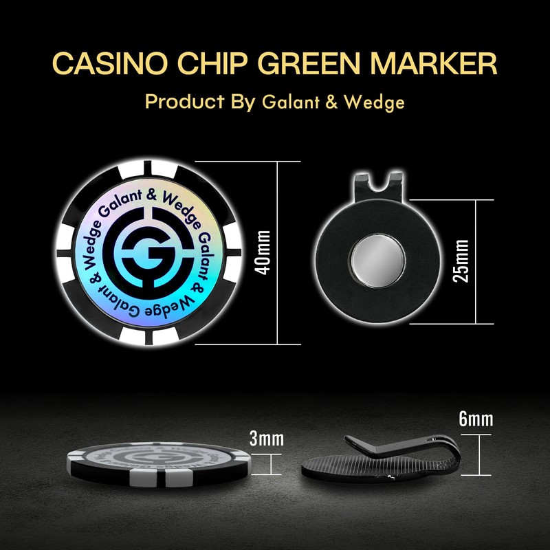 Galant & Wedge Golf Marker Magnetic Hat Clip Retractable Green