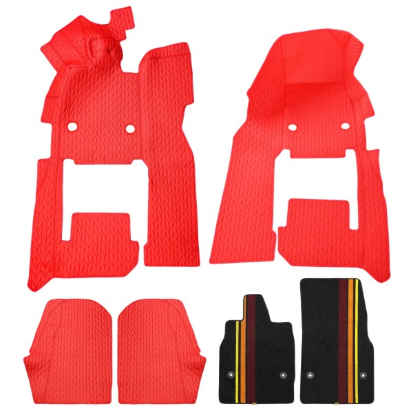 MFC Full Floor Mats Pad All Weather Carpet Red Black