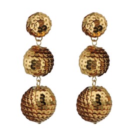 Coiris Black Sequin Ball Dangle Stud Earrings for Women Beaded Statement Drop Earrings (ER1084-champagne)