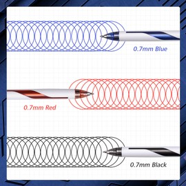 WRITECH Retractable Gel Ink Pens: Low Center of Gravity 0.7mm Medium Point Pen Multicolor with Refills No Smear Silent Click Black Blue Red 3ct Up-Gel Flash