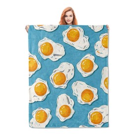Egg Blanket Gifts for Kids Adults Soft Warm Lightweight Flannel Food Sunny-Side-Up Egg Pattern Throw Blankets for Bed Sofa Home Travel Decor 50"x60"