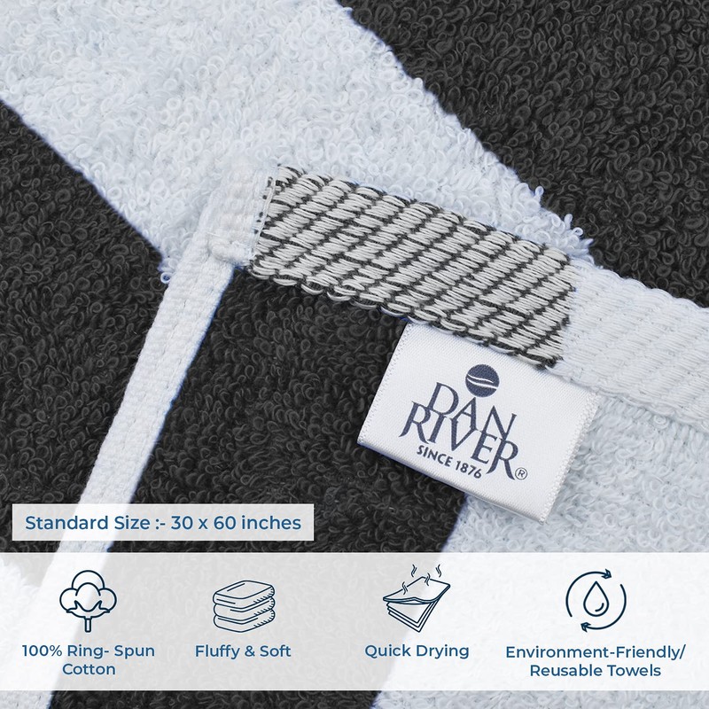 DAN RIVER Premium Stripe Cabana Bath Towels Pack of 4