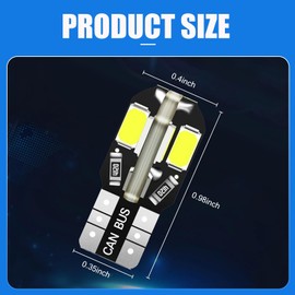 Neferta 10 PCS T10 Car LED Width Light, 5730-8SMD 12V 6500K Error-free Side Wedge License Plate Light, 360 Degree Lighting Accessory, for Map Dome Light, License Plate Side Marker Light (White)